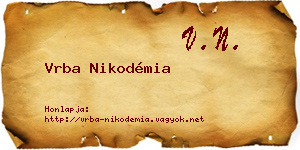 Vrba Nikodémia névjegykártya
